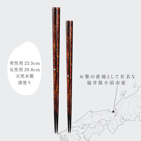 夫婦箸 伝統工芸師作 古代若狭塗箸 龍炎.|s6
